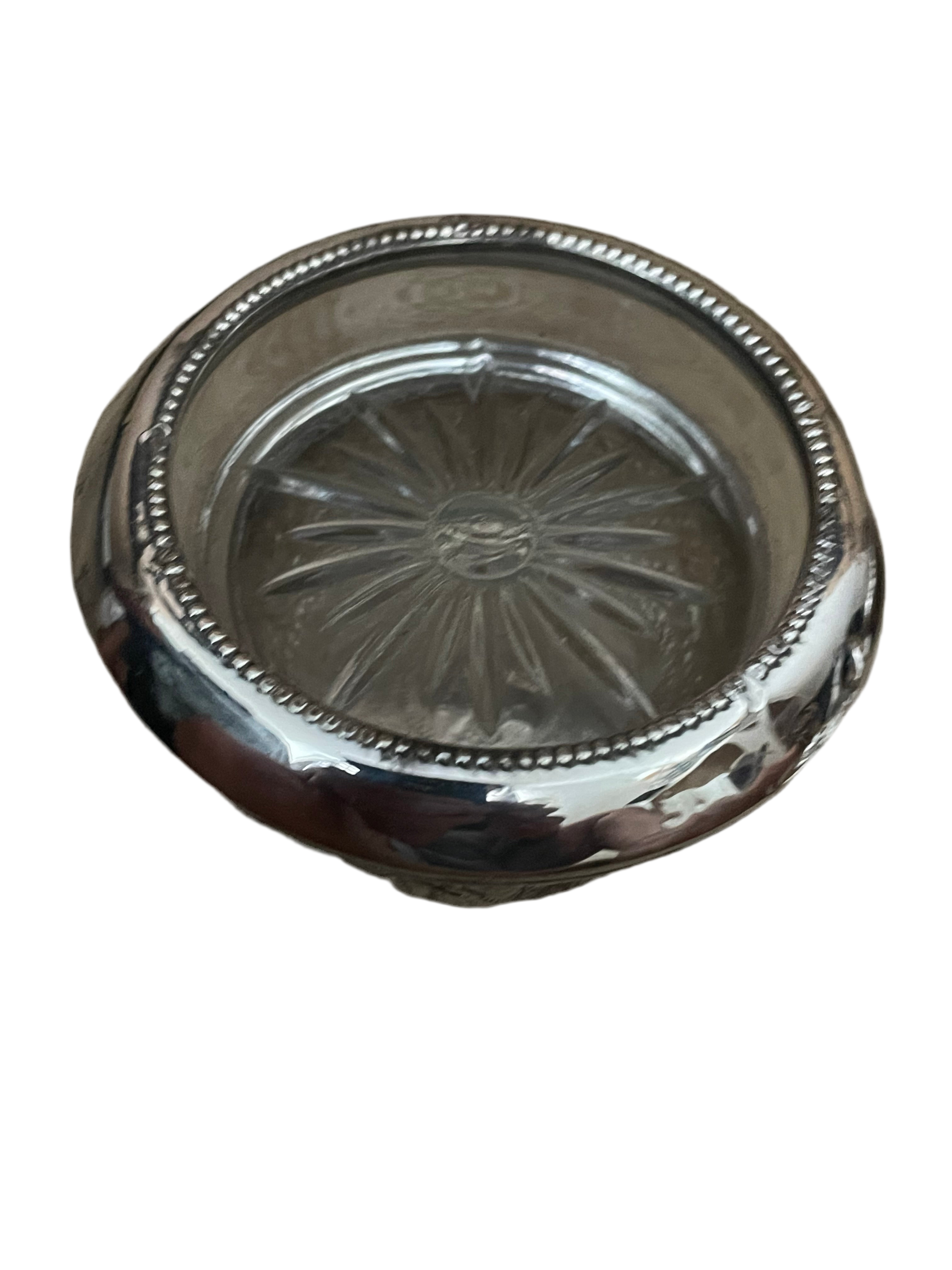 Crystal plate with silver frame