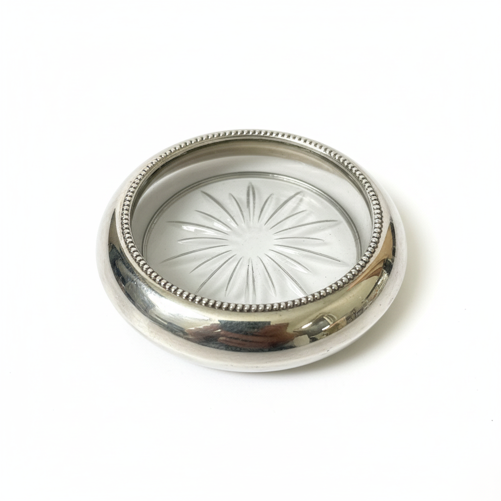 Crystal plate with silver frame