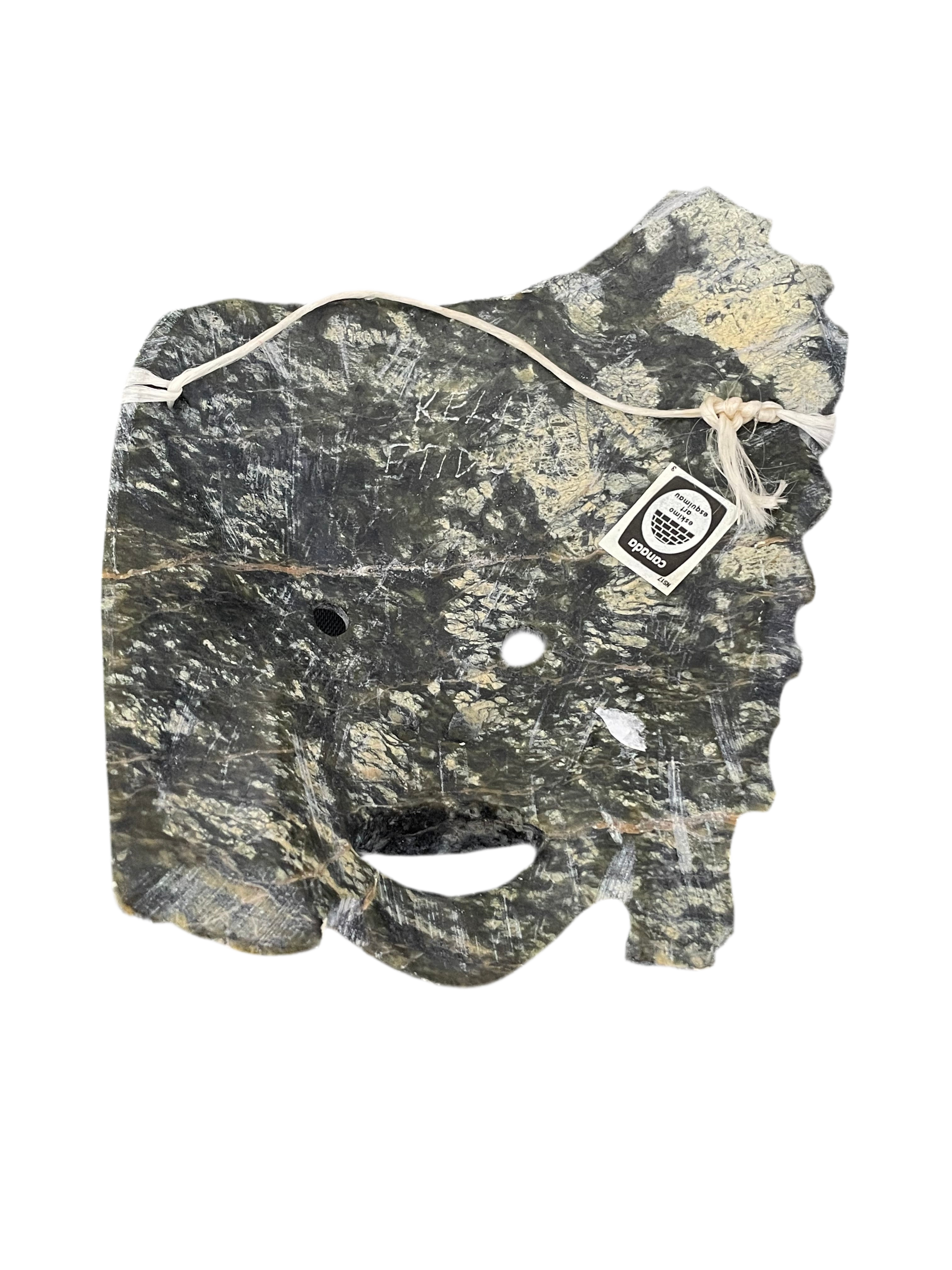 Canado Carved Jasper Mask – Dark Green Stone with Natural Veins”