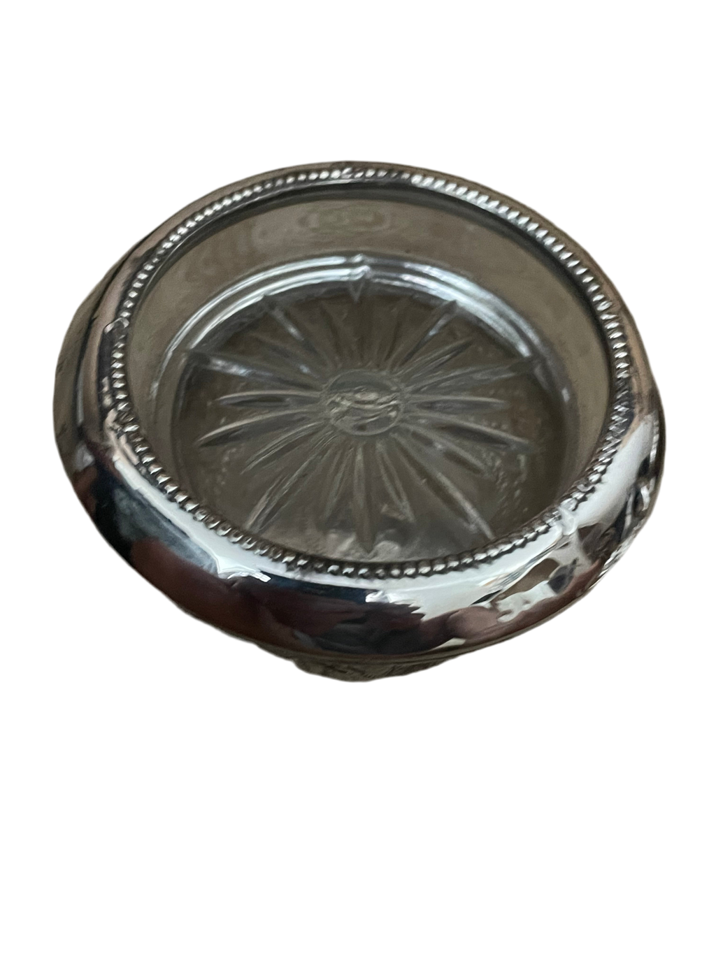 Crystal plate with silver frame