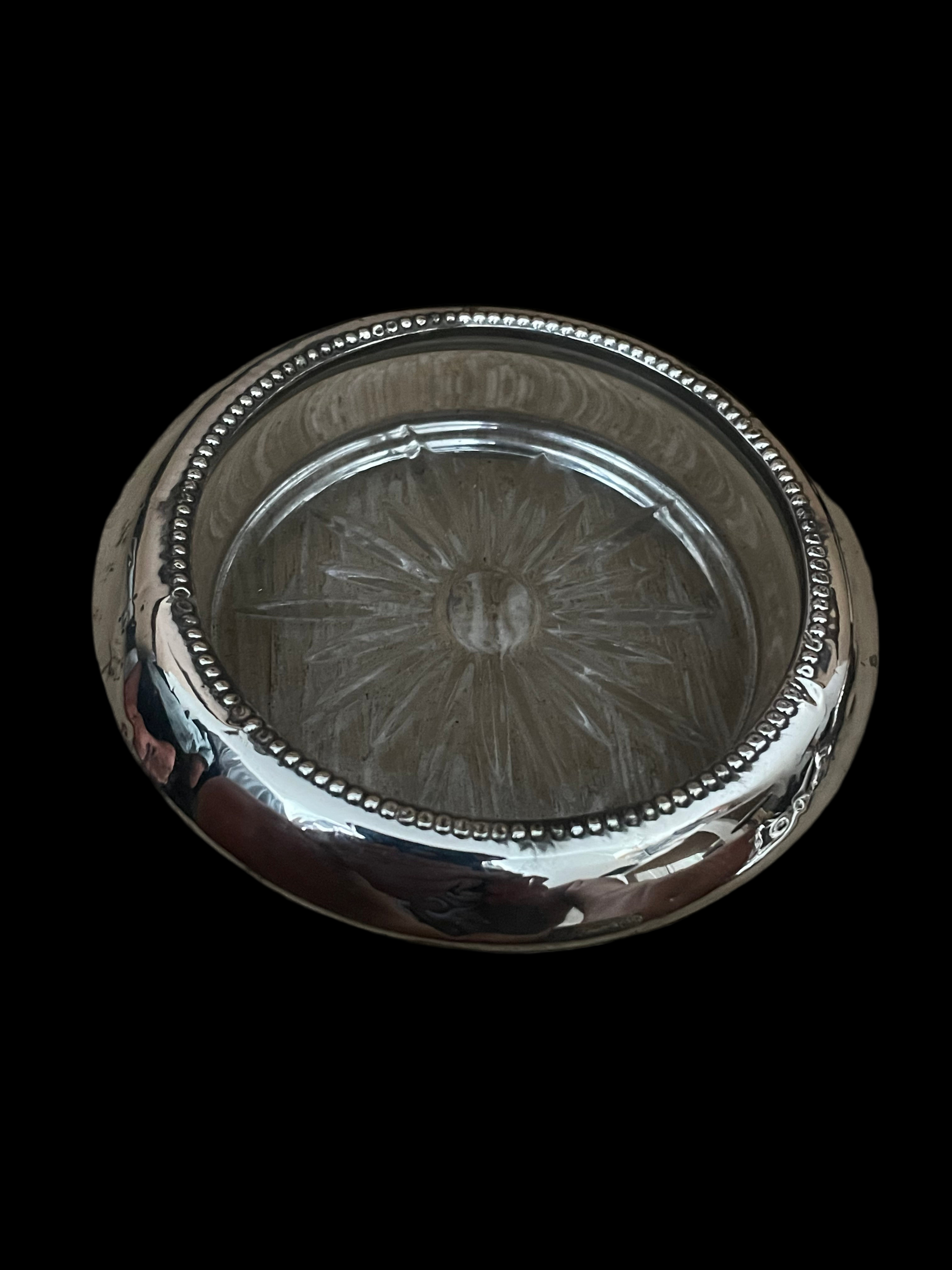 Crystal plate with silver frame